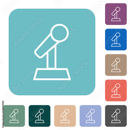 Microphone with stand outline rounded square flat icons