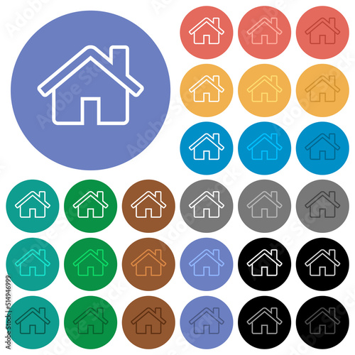 Home outline round flat multi colored icons photo