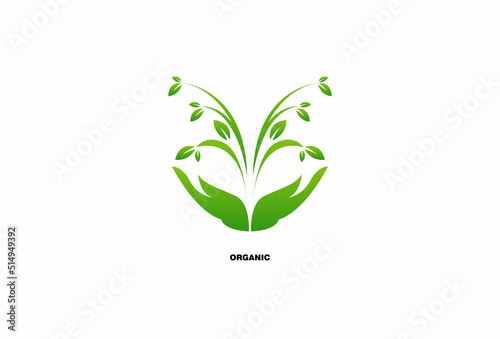 greenery with a hand logo. natural logo design