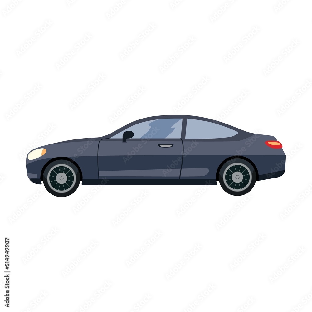Modern cars flat icon. Side view of SUV, hatchback, pickup and sedan isolated vector illustration. Automobiles and vehicles