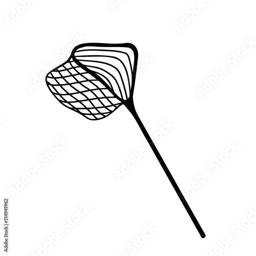 Butterfly net, fishing net. Vector Illustration for printing, backgrounds, covers, packaging, greeting cards, posters, stickers, textile and seasonal design. Isolated on white background.