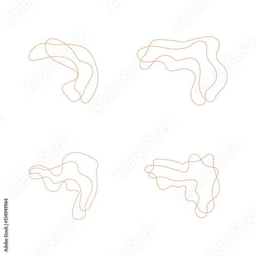 Gold abstract topographic contour line pattern line art outline vector illustration on white background.
