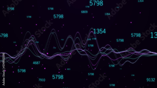 Stock, exchange, investments or cryptocurrency chart. Business background. Abstract music wave. Sound equalizer with dots. 3d rendering.