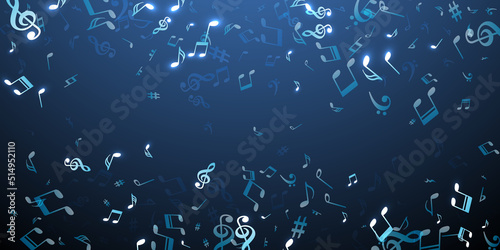 Musical note symbols vector background. Melody