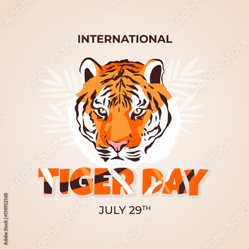 International Tiger Day with tiger head illustration on isolated background