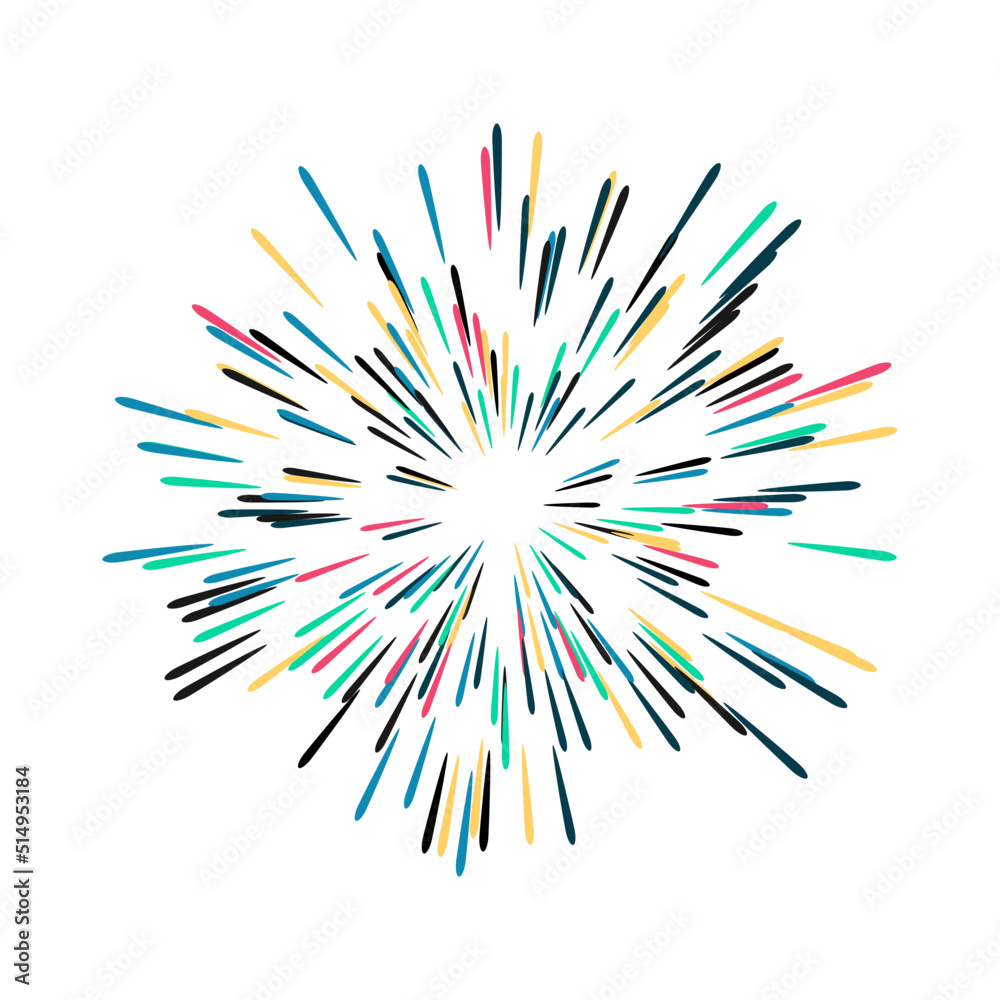  colorful fireworks isolated on white  