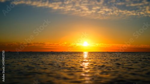 Summer sunset on the Baltic bay, Mangalsala, lighthouse