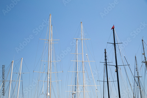 Masts of sailboats against the sky