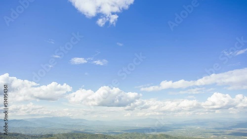 Time lapse of clouds moving with blue sky over the mountain