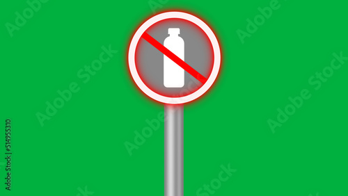 Stop using plastic bottles sing isolated on green screen with  red light.  Save environment concept footage.