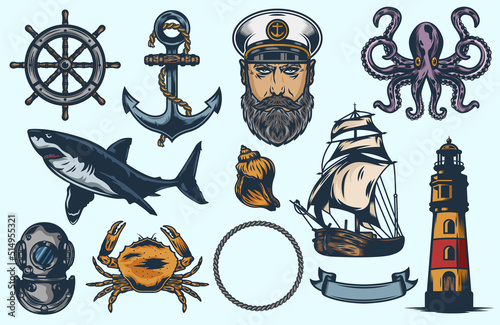 Vintage Nautical and Marine Design Elements