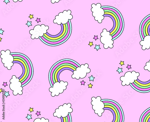 Seamless pattern with rainbow