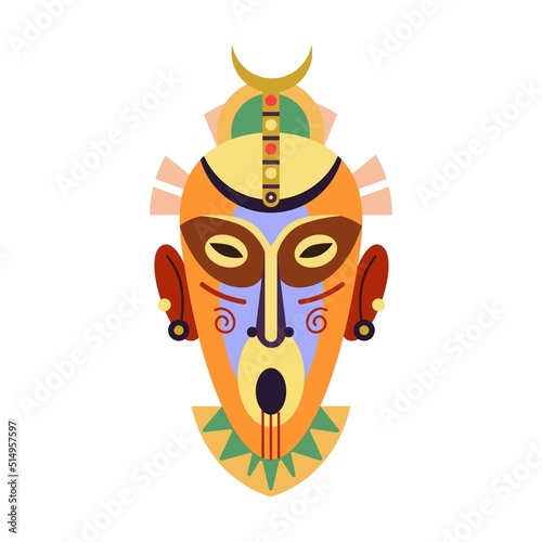 Traditional, ceremonial, indigenous and ethnic face masks vector illustration. Aboriginal totem and carnival