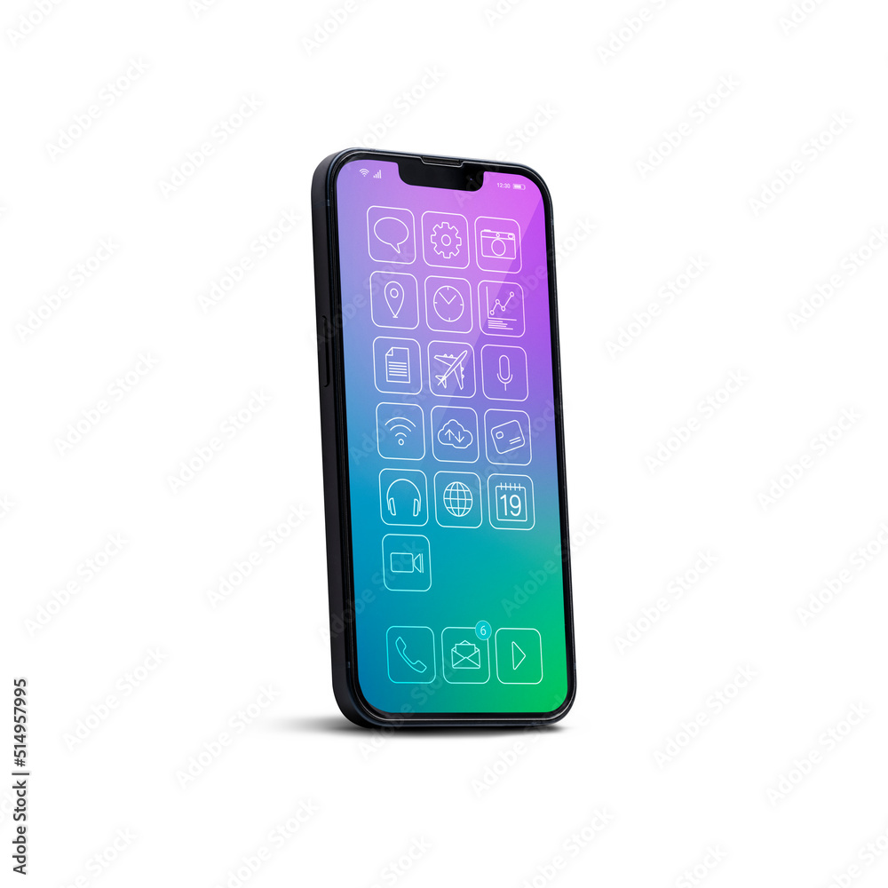 Smartphone homescreen with mobile apps Smartphone homescreen with mobile apps