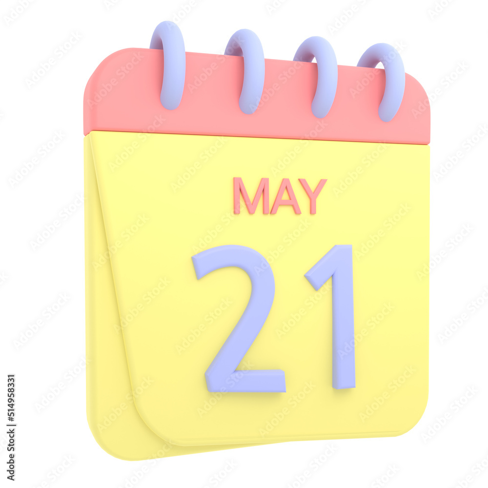 21st May 3D calendar icon. Web style. High resolution image. White background 21st May 3D calendar icon. Web style. High resolution image. White background