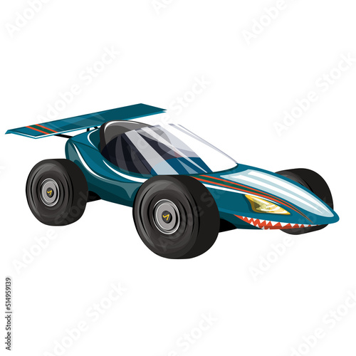 Vector image of a single stylized racing car in the form of a shark. Concept. Isolated on white background. EPS 10