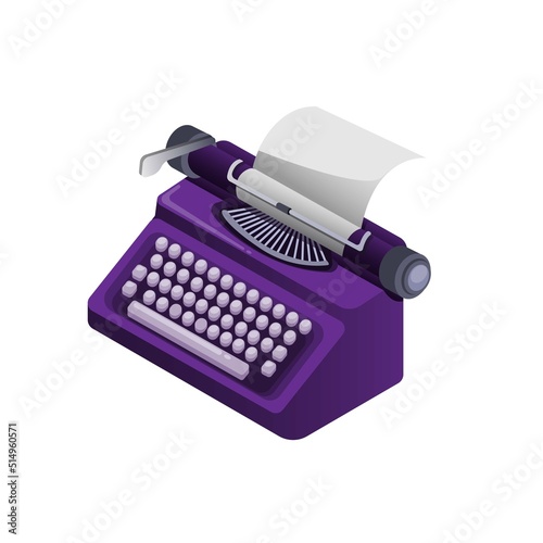 Vintage Manual Typewritter object isometric illustration vector