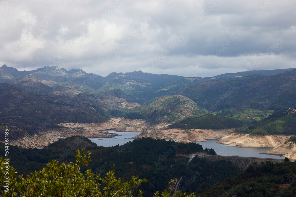 Reservoir. Water dam in the Gerês Natural Park (Portugal)
