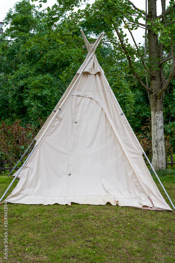 Close-up of large tent used for outdoor camping