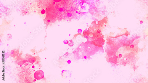 Colorful pink pastel unicorn girly watercolor on paper texture. Art paint blots background. Fantasy smooth light pink watercolor bokeh paper texture. Beautiful grunge with dots. Space for text.