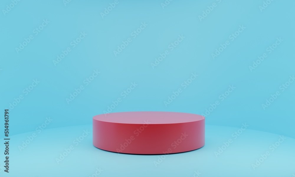 red podium in the blue studio room.3d render.
red podium in the blue studio room.3d render.