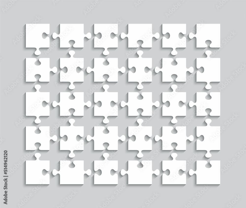 Puzzle cutting grid. Jigsaw outline template with 30 pieces. Thinking game with detached shapes. Simple mosaic layout. Modern puzzle background. Laser cut frame. Vector illustration. Puzzle cutting grid. Jigsaw outline template with 30 pieces. Thinking game with detached shapes. Simple mosaic layout. Modern puzzle background. Laser cut frame. Vector illustration.