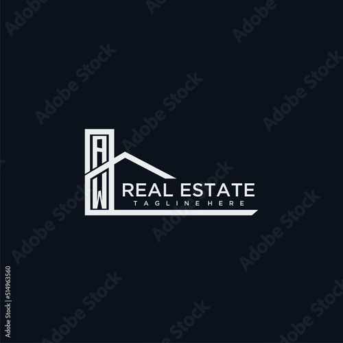 AW initial monogram logo for real estate with creative home image © adex