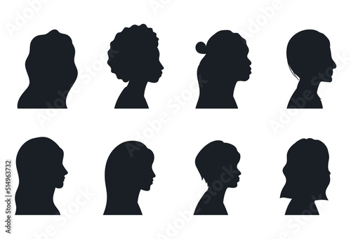 Diverse women profiles Vector Silhouettes