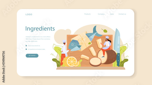 Fish and chips web banner or landing page. British deep-fried