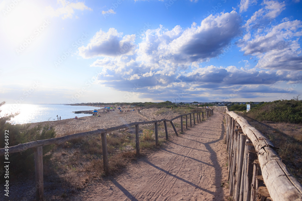 Torre Colimena Beach in Apulia, region of southern Italy, stretches inside the Nature Park “Palude del Conte e Duna Costiera”, offering a corner of paradise in Salento.