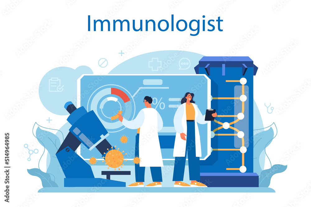Immunologist. Doctor in medical protective suit studying Immunologist. Doctor in medical protective suit studying