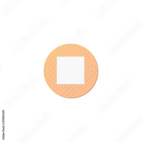 Medical round plaster in cartoon style. Illustration of medical plaster, elastic bandage patches of different shapes. Various band aids in bright colors