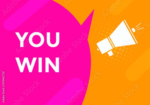 You win banner. Colorful You winner text web banner template.  © creativeKawsar