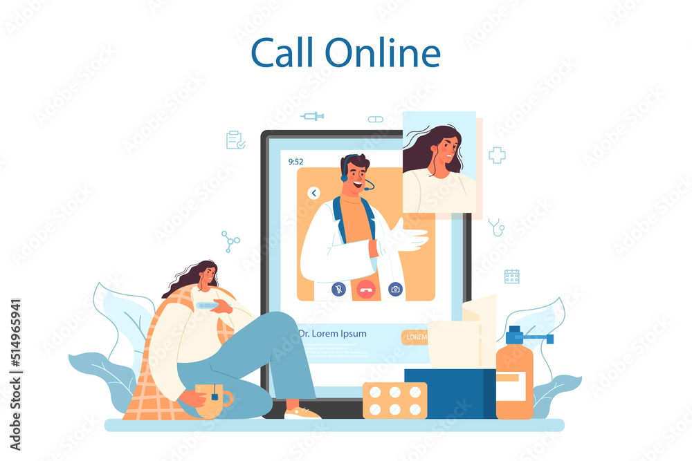 Therapist online service or platform. Healthcare, medicine treatment