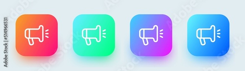 Megaphone line icon in square gradient colors. Loudspeaker sign vector illustration.