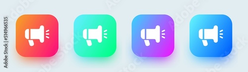 Megaphone solid icon in square gradient colors. Loudspeaker sign vector illustration.