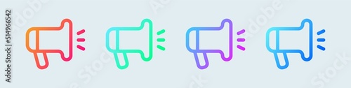 Megaphone line icon in gradient colors. Loudspeaker sign vector illustration.