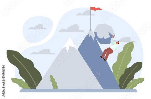 Challenge concept. Business character overcoming obstacles and hurdles