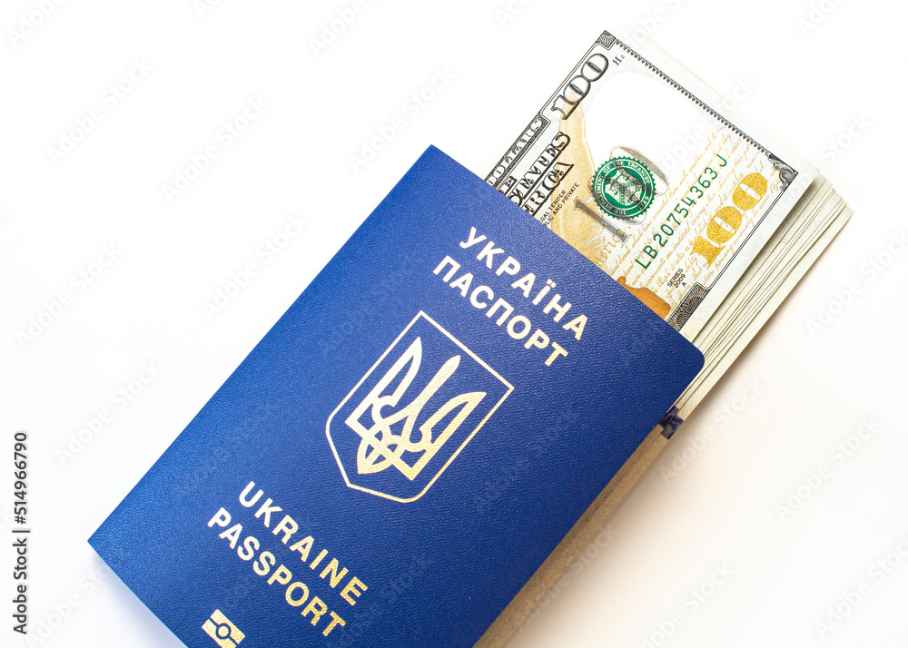 Ukrainian foreign passport and US dollars. emigration from Ukraine Ukrainian foreign passport and US dollars. emigration from Ukraine