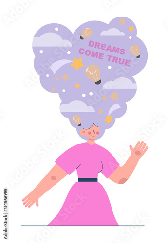Daydreaming concept. Young characters dreaming or daydreaming