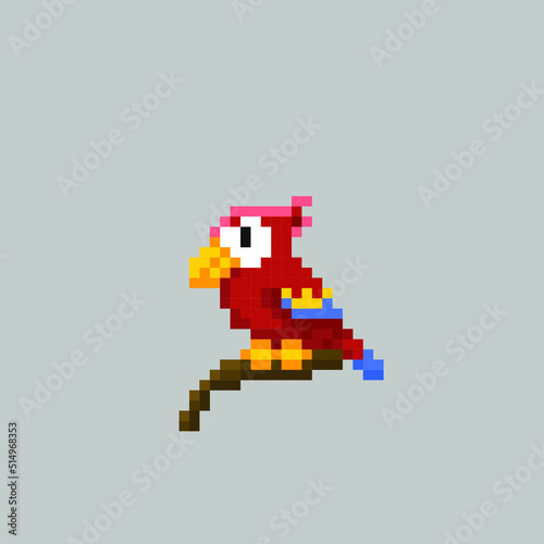 cute parrot in pixel art style