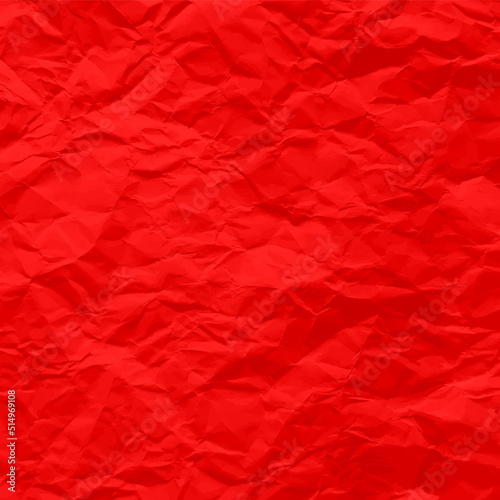 Colorful red crumpled paper texture. Rough grunge old blank. Colored background. Vector illustration