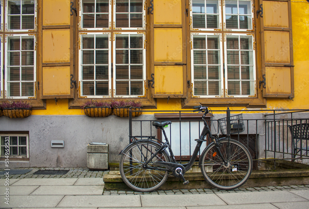 Bicycle Near Old House In Old Part Town in Tallin, Estonia