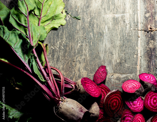 beets on a dark wooden background