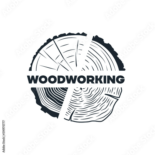 Woodworking. Tree cut emblem.