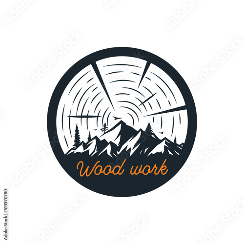Emblem of nature in the form of a wooden cut. Woodwork.