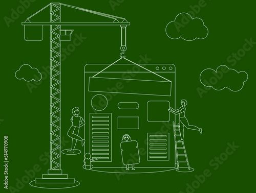 
illustration in flat design style on the theme of web development.