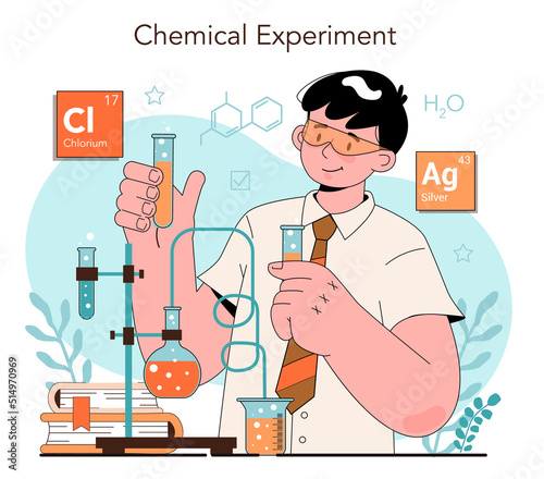 Chemistry school lesson. Student learning chemical formula