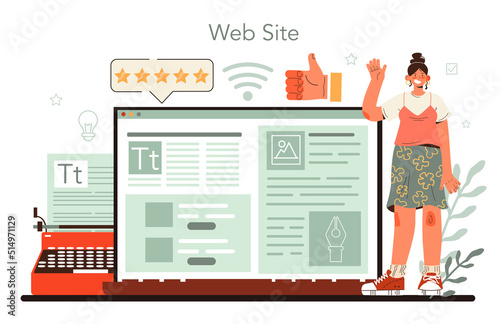 Professional critic concept online service or platform. Journalist