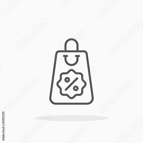 Discount Shopping line icon. Editable stroke and pixel perfect. Can be used for digital product, presentation, print design and more.